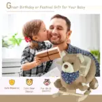 Qaba Plush Rocking Horse with Music, Kids Ride-On Rocker Toy, Soft and Fun Rocking Animal, 18-36 Months, Brown Bear - Image 4