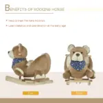 Qaba Plush Rocking Horse with Music, Kids Ride-On Rocker Toy, Soft and Fun Rocking Animal, 18-36 Months, Brown Bear - Image 6