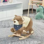 Qaba Plush Rocking Horse with Music, Kids Ride-On Rocker Toy, Soft and Fun Rocking Animal, 18-36 Months, Brown Bear - Image 10