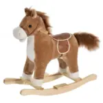 Qaba Plush Rocking Horse with Sounds, Wooden Rockers and Base for Toddlers 36-72 Months, Cozy Toddler Rocking Chair - Image 11