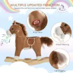 Qaba Plush Rocking Horse with Sounds, Wooden Rockers and Base for Toddlers 36-72 Months, Cozy Toddler Rocking Chair - Image 6