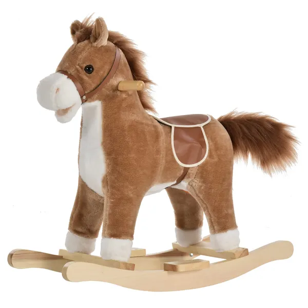 plush-rocking-horse-with-sounds-wooden-rockers-base-for-toddlers-36-72-months-cozy-toddler-rocking-chair.webp Qaba Plush Rocking Horse with Sounds, Wooden Rockers and Base for Toddlers 36-72 Months, Cozy Toddler Rocking Chair - Image 1