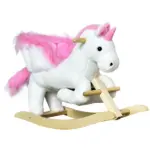 Plush Rocking Unicorn, Wooden Ride-On Chair, Lullaby Song, 18-36 Months, White and Pink, for Babies