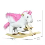 Plush Rocking Unicorn, Wooden Ride-On Chair, Lullaby Song, 18-36 Months, White and Pink, for Babies - Image 3