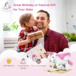 Plush Rocking Unicorn, Wooden Ride-On Chair, Lullaby Song, 18-36 Months, White and Pink, for Babies - Image 7