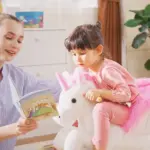 Plush Rocking Unicorn, Wooden Ride-On Chair, Lullaby Song, 18-36 Months, White and Pink, for Babies - Image 9