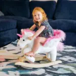 Plush Rocking Unicorn, Wooden Ride-On Chair, Lullaby Song, 18-36 Months, White and Pink, for Babies - Image 10