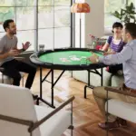 Poker Table Foldable 47" Round Casino Folding Game Table for 8 Players with Cup Holders, Green - Image 2