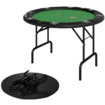 Poker Table Foldable 47" Round Casino Folding Game Table for 8 Players with Cup Holders, Green - Image 11