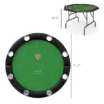 Poker Table Foldable 47" Round Casino Folding Game Table for 8 Players with Cup Holders, Green - Image 3