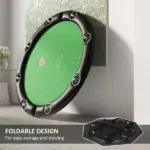 Poker Table Foldable 47" Round Casino Folding Game Table for 8 Players with Cup Holders, Green - Image 4