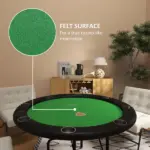 Poker Table Foldable 47" Round Casino Folding Game Table for 8 Players with Cup Holders, Green - Image 5