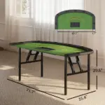 Soozier Poker Table Foldable, 72" Portable Casino Blackjack Table for 8 Players with Felt Surface, Cup Holders, Green - Image 3