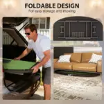 Soozier Poker Table Foldable, 72" Portable Casino Blackjack Table for 8 Players with Felt Surface, Cup Holders, Green - Image 4