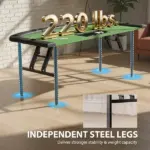 Soozier Poker Table Foldable, 72" Portable Casino Blackjack Table for 8 Players with Felt Surface, Cup Holders, Green - Image 5
