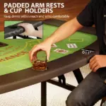Soozier Poker Table Foldable, 72" Portable Casino Blackjack Table for 8 Players with Felt Surface, Cup Holders, Green - Image 7