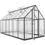 Polycarbonate Greenhouse with Swing Door and Two Adjustable Roof Vents, Aluminum Walk-in Greenhouse, 11x6 ft, Black - Image 11