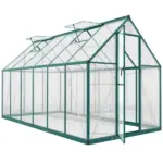 Polycarbonate Greenhouse with Swing Door and Two Adjustable Roof Vents, Aluminum Walk-in Greenhouse, 11x6 ft, Dark Green - Image 11