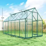 Polycarbonate Greenhouse with Swing Door and Two Adjustable Roof Vents, Aluminum Walk-in Greenhouse, 11x6 ft, Dark Green - Image 3