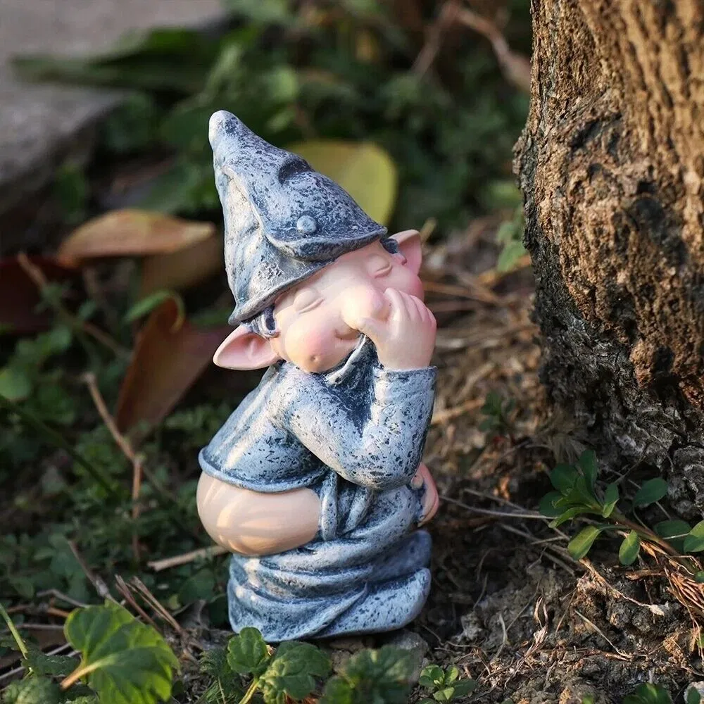 Funny Resin Garden Gnome Statue Outdoor Decorative Ornament