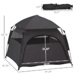 PawHut Pop Up Dog Tent for Extra Large and Large Dogs with Carry Bag, for Beach, Backyard, Home, Dark Gray - Image 3