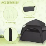 PawHut Pop Up Dog Tent for Extra Large and Large Dogs with Carry Bag, for Beach, Backyard, Home, Dark Gray - Image 7