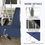 Outsunny Porch Swing 2 Person with Stand, Outdoor, Dark Blue, Canopy, Cup Holders, Cushions for Patio Backyard - Image 6