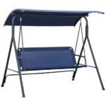 Porch Swing Bench 3-Person with Stand Adjustable Canopy Armrests Steel Frame for Outdoor Garden Patio Porch Poolside Dark Blue - Image 11