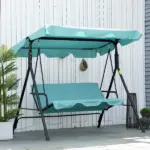 Outsunny Porch Swing Chair 3-Person with Adjustable Canopy Green Steel Frame for Patio - Image 2