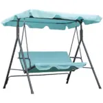 Outsunny Porch Swing Chair 3-Person with Adjustable Canopy Green Steel Frame for Patio - Image 11