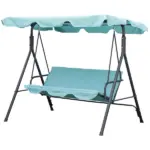 Outsunny Porch Swing Chair 3-Person with Adjustable Canopy Green Steel Frame for Patio