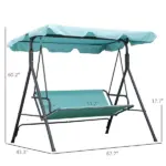 Outsunny Porch Swing Chair 3-Person with Adjustable Canopy Green Steel Frame for Patio - Image 3