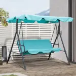 Outsunny Porch Swing Chair 3-Person with Adjustable Canopy Green Steel Frame for Patio - Image 10
