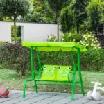 Outsunny Porch Swing for Kids with Adjustable Canopy to Block Sun at Angles, Kids Swing Chair with Seatbelts, Frog Pattern, Gift for Kids Ages 3-6 - Image 10