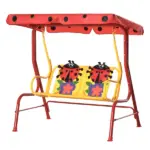 Kids Porch Swing with Adjustable Canopy and Seat Belts, Ladybug Pattern, Red - Image 11