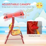 Kids Porch Swing with Adjustable Canopy and Seat Belts, Ladybug Pattern, Red - Image 5