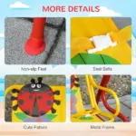 Kids Porch Swing with Adjustable Canopy and Seat Belts, Ladybug Pattern, Red - Image 7