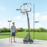 Portable Basketball Hoop Outdoor, 8-10ft Adjustable Basketball Goal, 47 Inch Shatterproof Backboard, Hand-Crank Lift - Image 3
