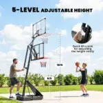Portable Basketball Hoop Outdoor, 8-10ft Adjustable Basketball Goal, 47 Inch Shatterproof Backboard, Hand-Crank Lift - Image 4
