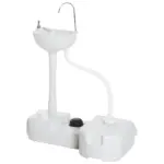 Kleankin Portable Camping Sink with 4.5 Gallon Water Tank and 6.3 Gallon Recovery Tank Light Gray - Image 11