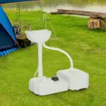 Kleankin Portable Camping Sink with 4.5 Gallon Water Tank and 6.3 Gallon Recovery Tank Light Gray - Image 10