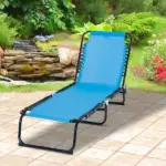Outsunny Portable Chaise Lounge Light Blue 4-Position Reclining Outdoor Patio Adjustable Bed - Image 2