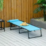 Outsunny Portable Chaise Lounge Light Blue 4-Position Reclining Outdoor Patio Adjustable Bed - Image 13