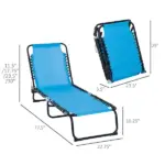 Outsunny Portable Chaise Lounge Light Blue 4-Position Reclining Outdoor Patio Adjustable Bed - Image 3
