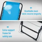 Outsunny Portable Chaise Lounge Light Blue 4-Position Reclining Outdoor Patio Adjustable Bed - Image 4