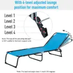 Outsunny Portable Chaise Lounge Light Blue 4-Position Reclining Outdoor Patio Adjustable Bed - Image 6