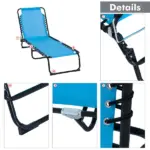 Outsunny Portable Chaise Lounge Light Blue 4-Position Reclining Outdoor Patio Adjustable Bed - Image 9