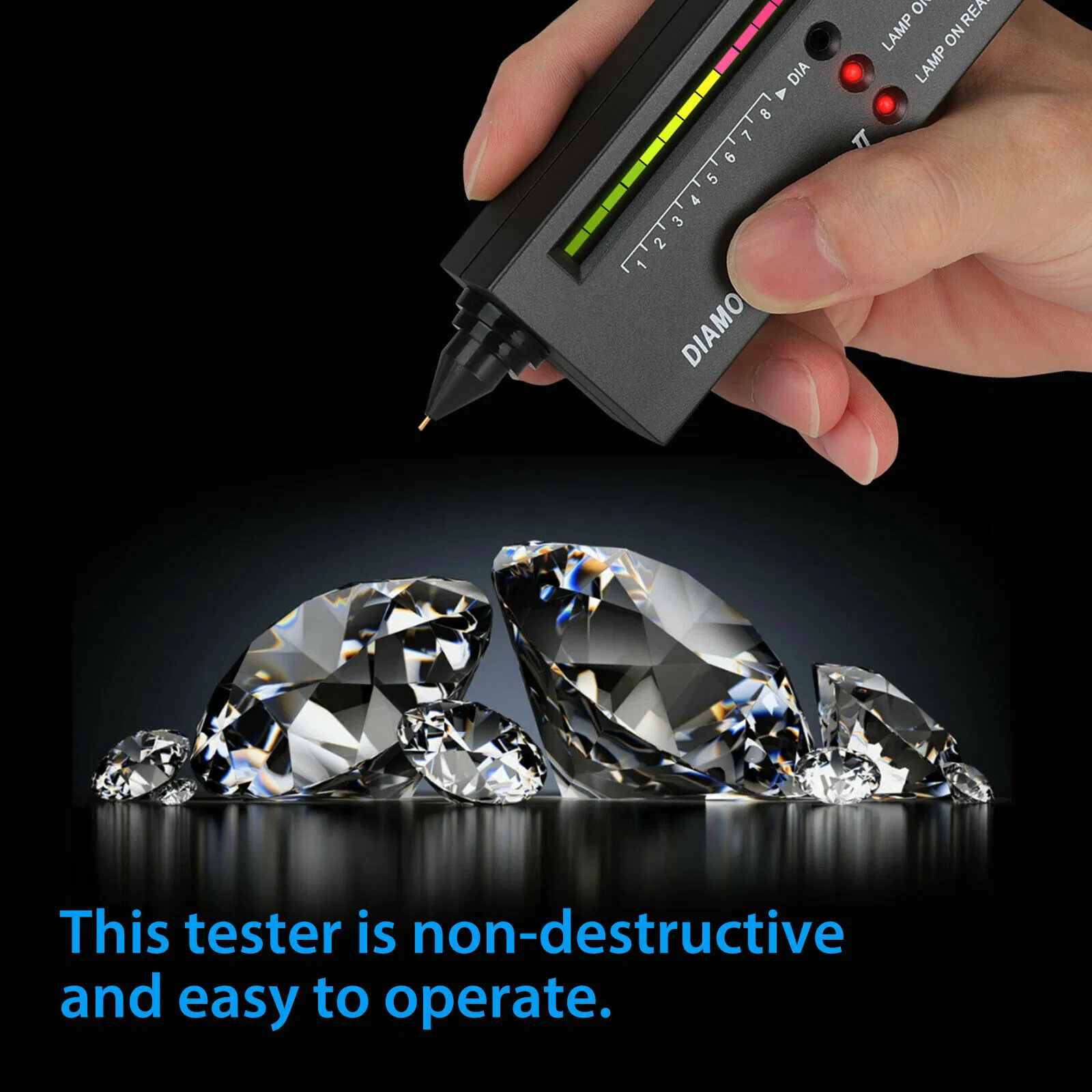 Portable Electronic Diamond Tester with LED Indicator and Carrying Case
