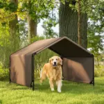 Portable Dog Tent Water Resistant for Outdoor Shade Protection, Brown - Image 2