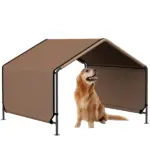 Portable Dog Tent Water Resistant for Outdoor Shade Protection, Brown - Image 11